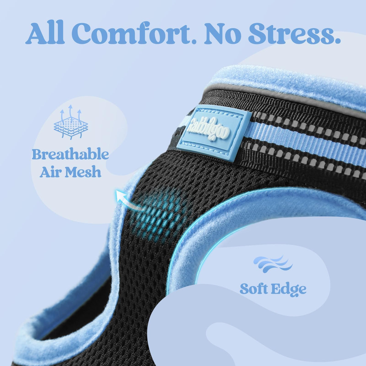 rabbitgoo Animal Harness in M, Black & Light Blue