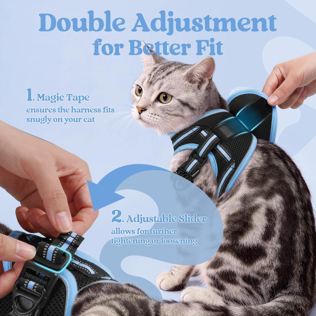 rabbitgoo Animal Harness in M, Black & Light Blue