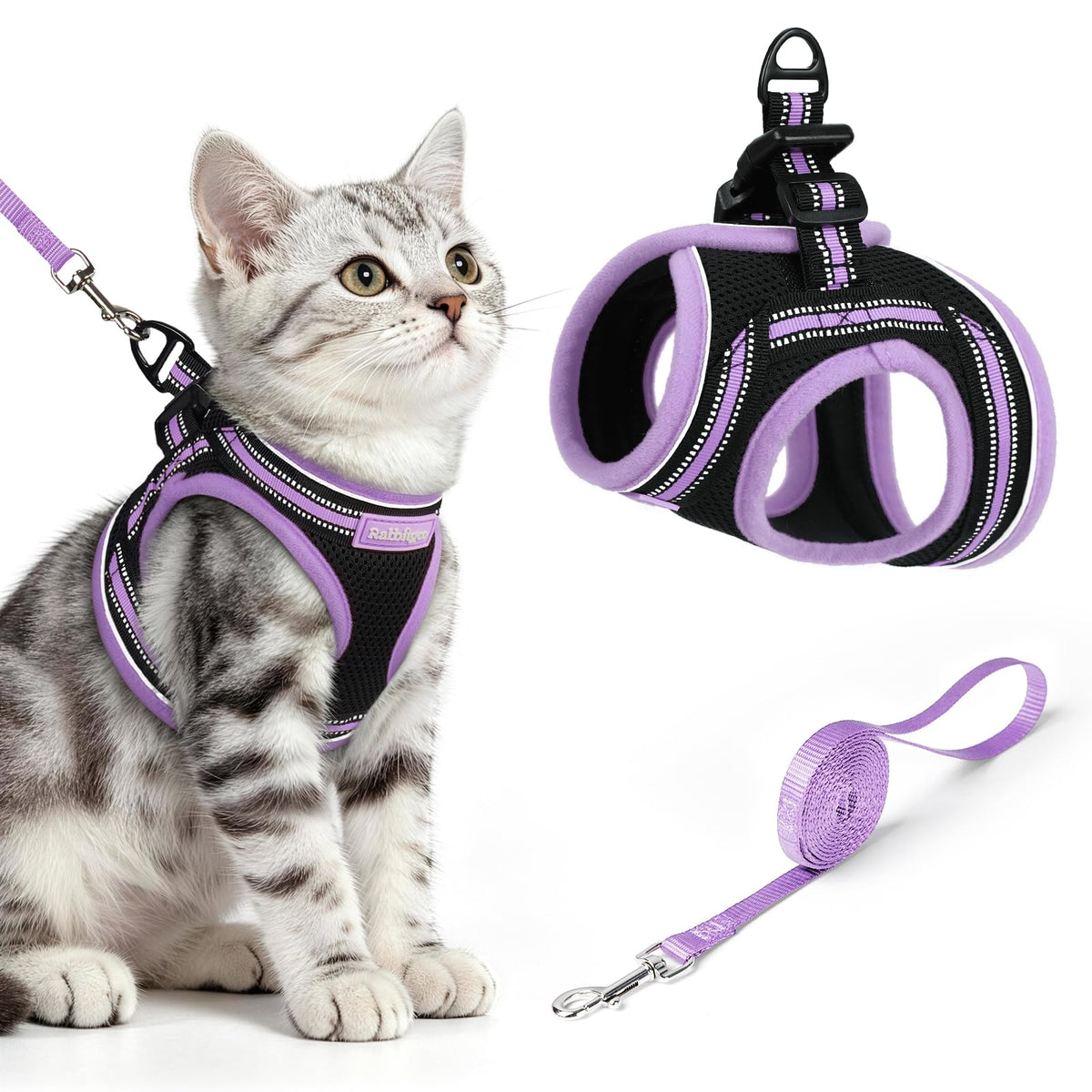rabbitgoo Animal Harness in M, Black-Light Purple