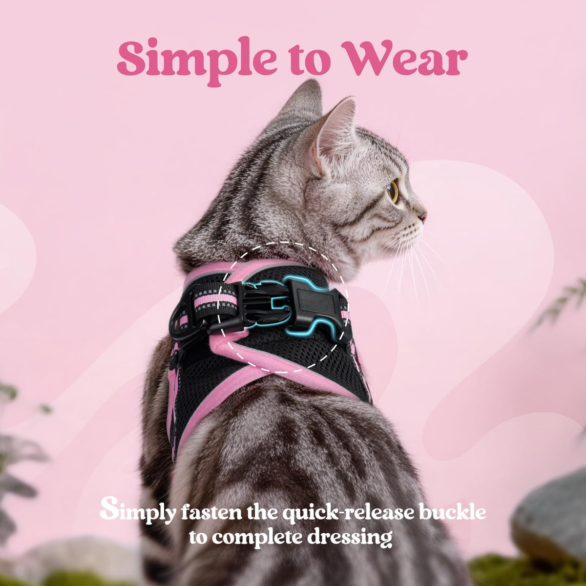 rabbitgoo Animal Harness in M, Black & Pink