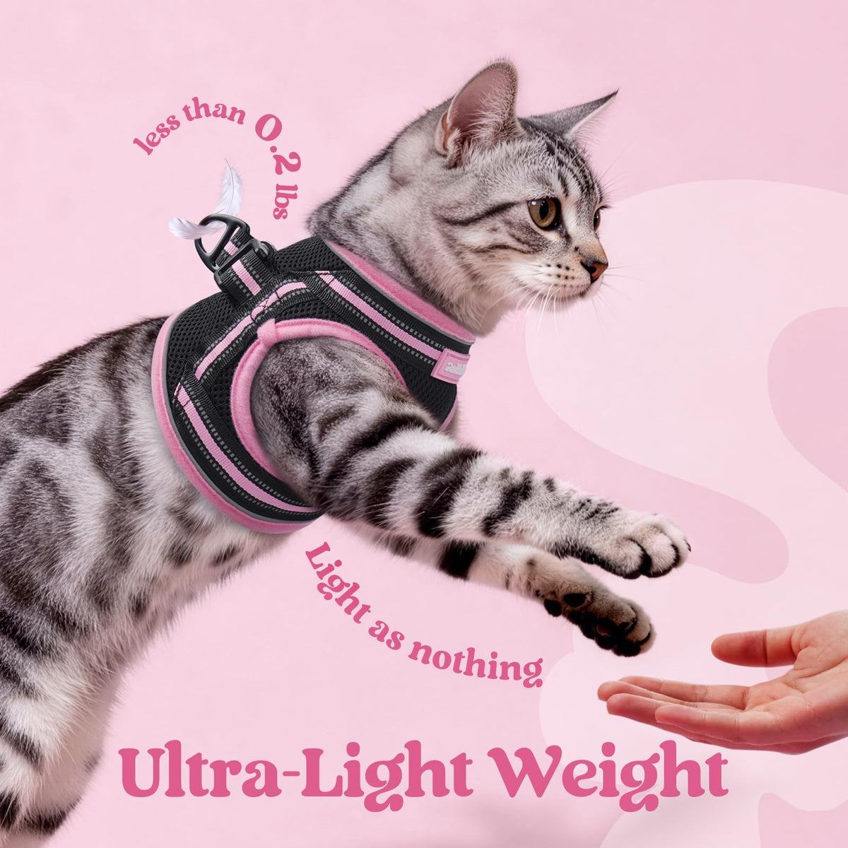 rabbitgoo Animal Harness in M, Black & Pink