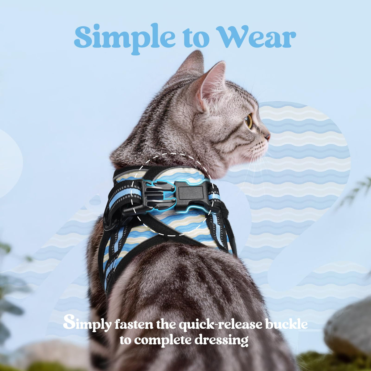 rabbitgoo Animal Harness in M, Blue Wave