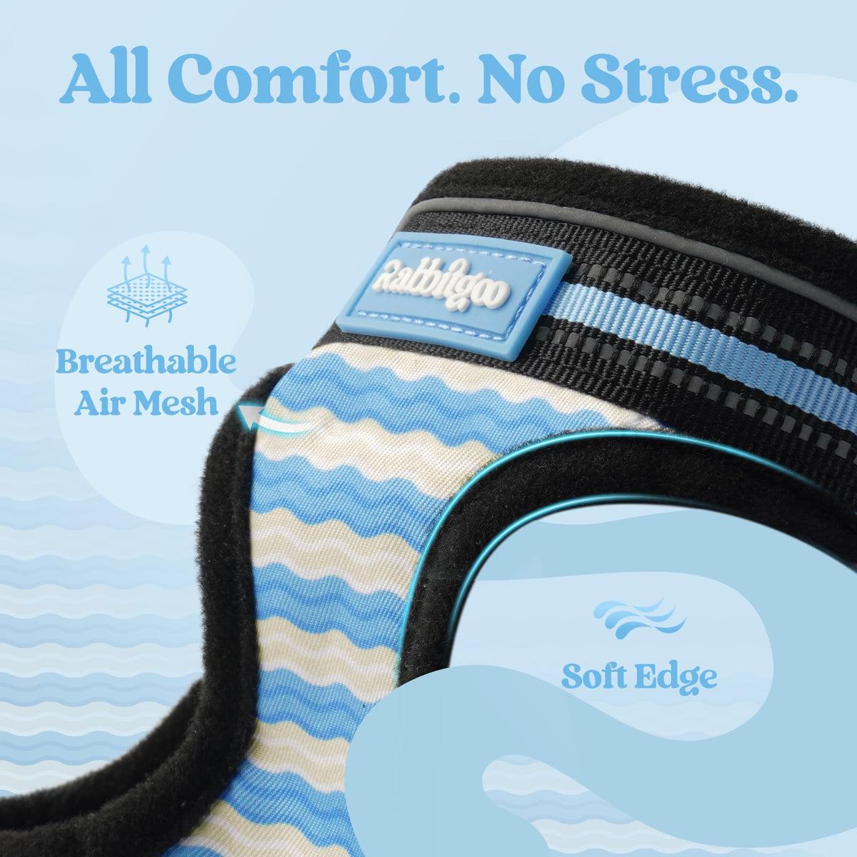 rabbitgoo Animal Harness in M, Blue Wave