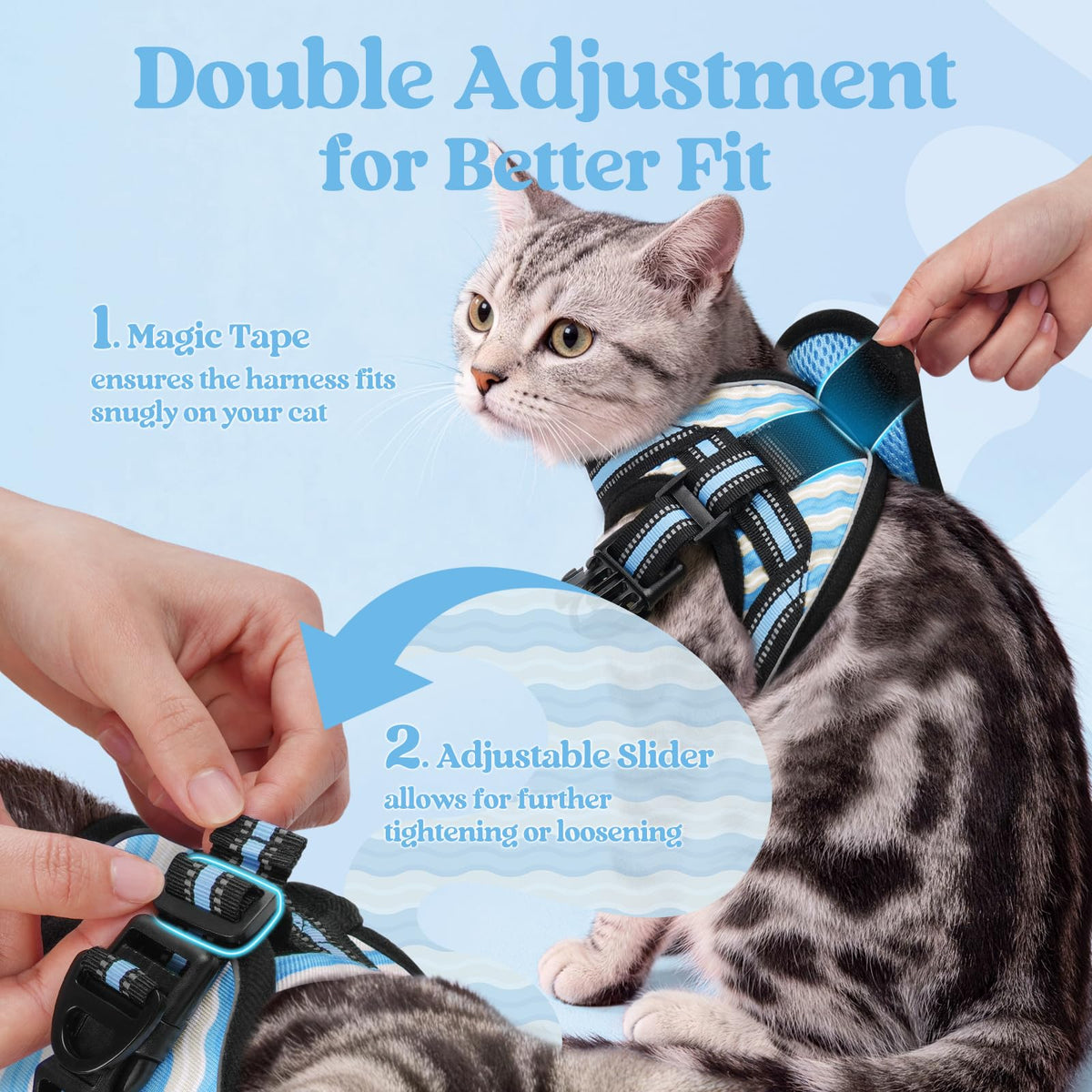 rabbitgoo Animal Harness in M, Blue Wave