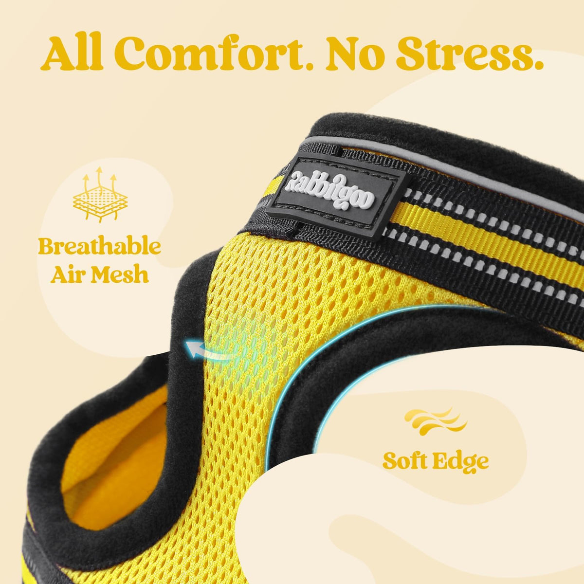 rabbitgoo Animal Harness in M, Bright Yellow