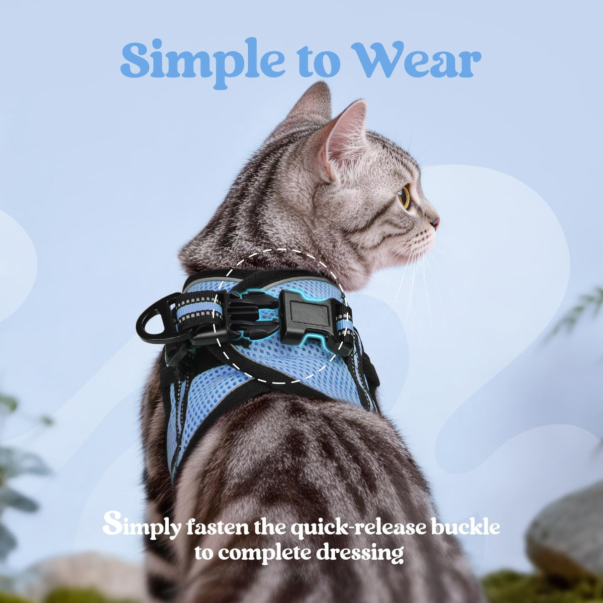 rabbitgoo Animal Harness in M, Light Blue