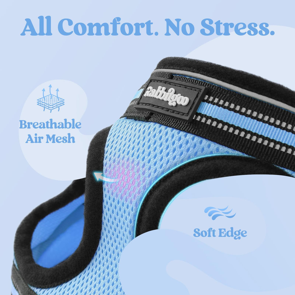 rabbitgoo Animal Harness in M, Light Blue