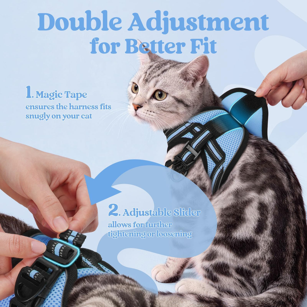 rabbitgoo Animal Harness in M, Light Blue