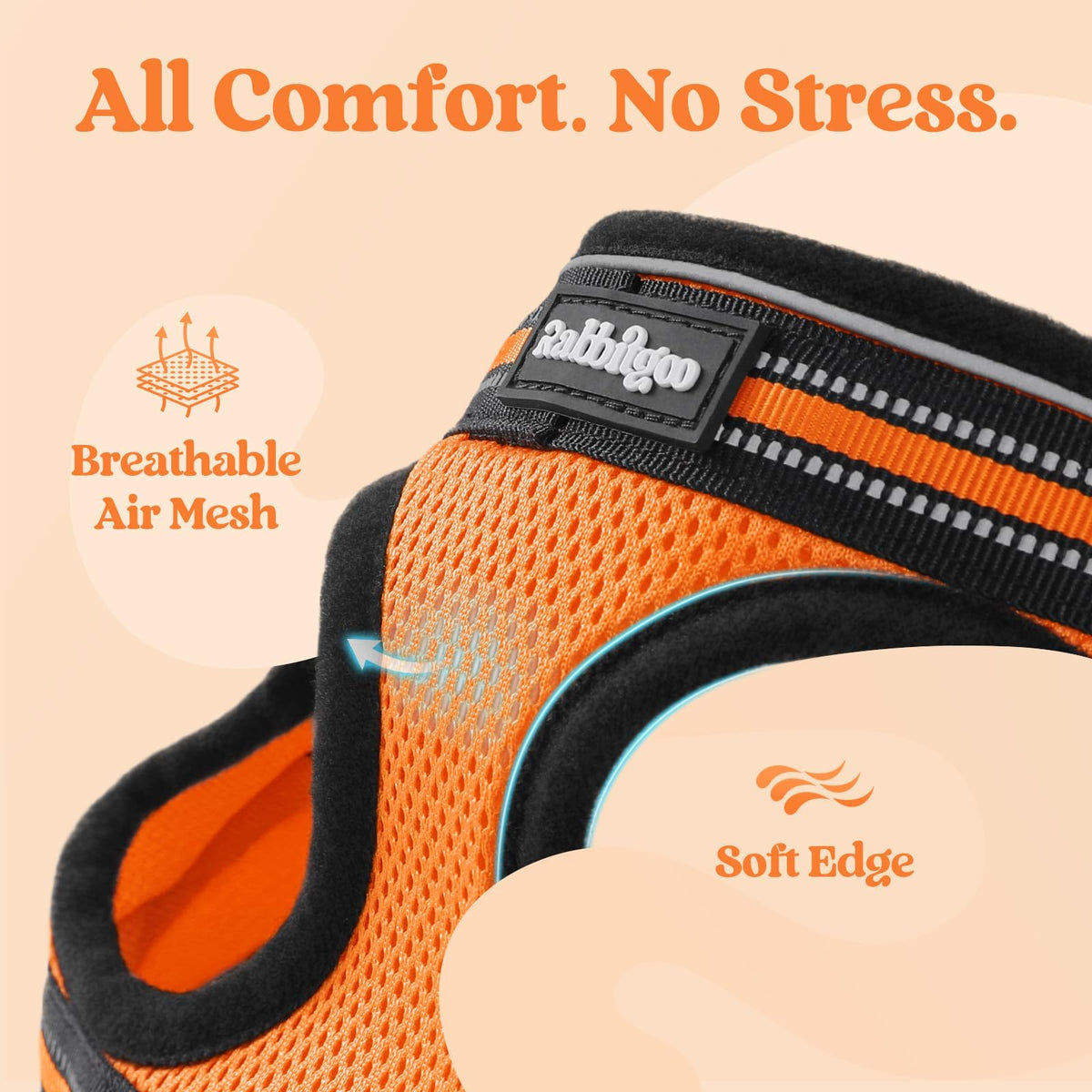 rabbitgoo Animal Harness in M, Orange