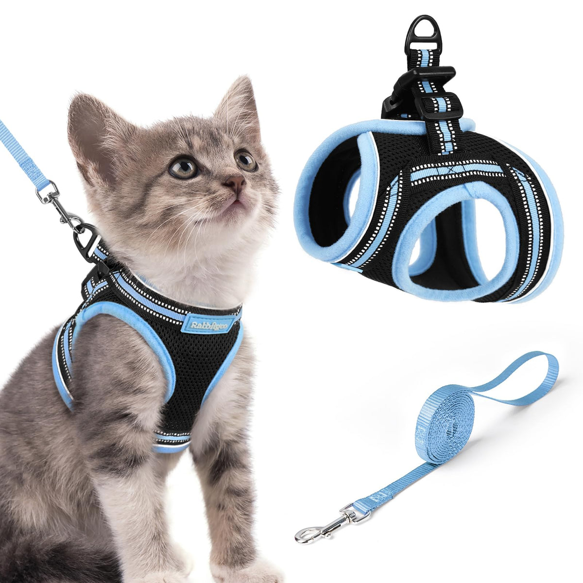 rabbitgoo Animal Harness in S, Black & Light Blue