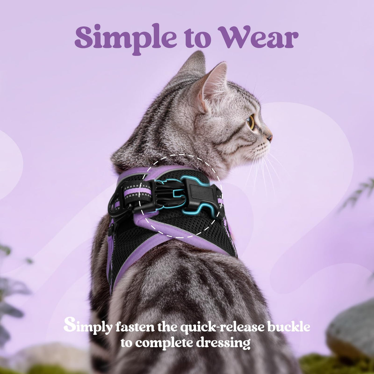 rabbitgoo Animal Harness in S, Black-Light Purple