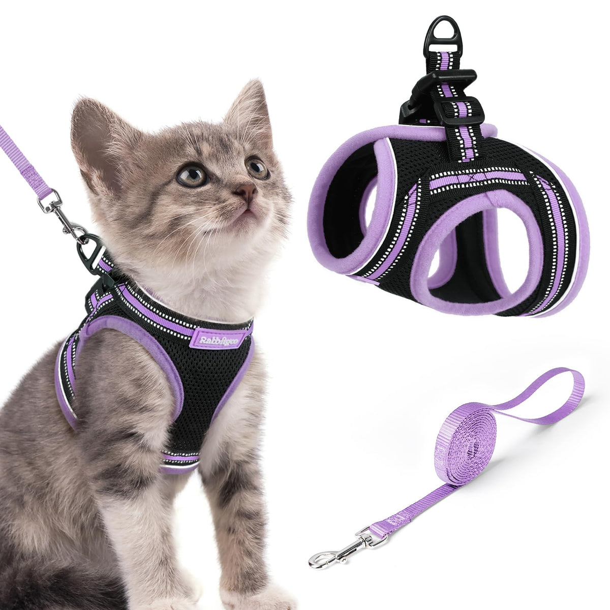 rabbitgoo Animal Harness in S, Black-Light Purple