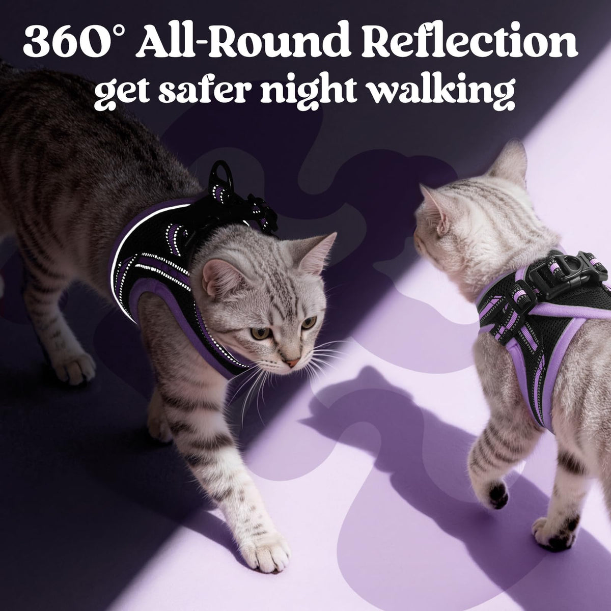rabbitgoo Animal Harness in S, Black-Light Purple