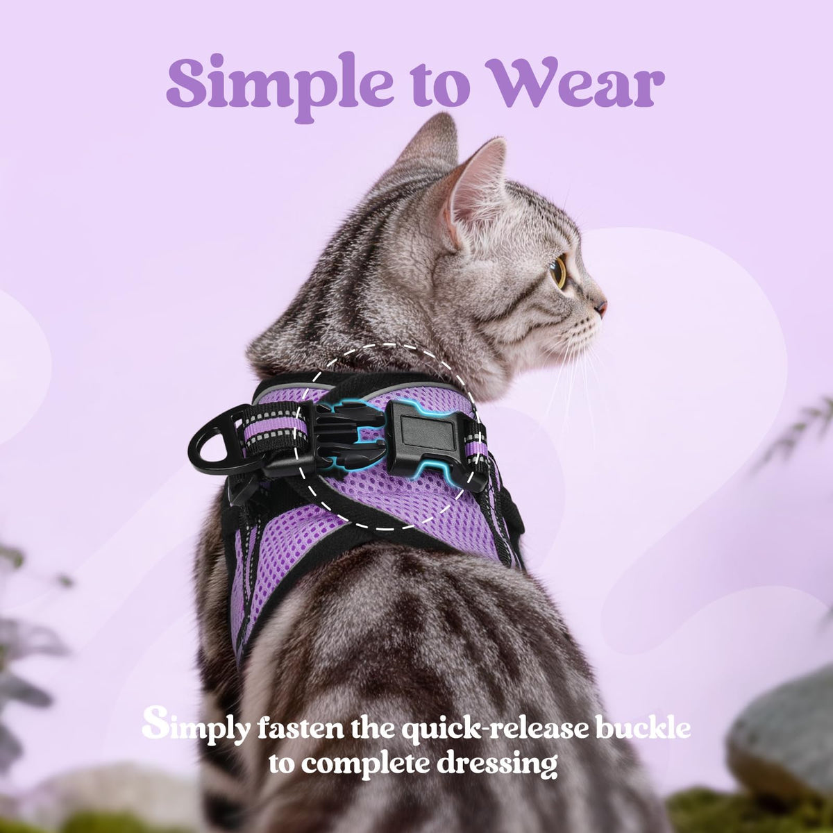 rabbitgoo Animal Harness in XL, Light Purple